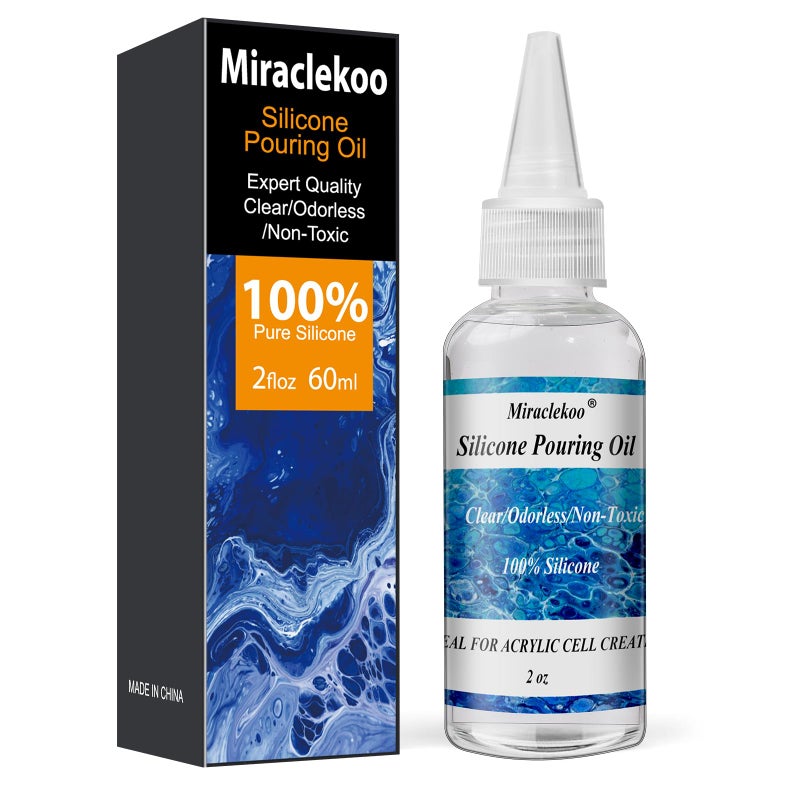 Miraclekoo Silicone Pouring Oil Cell Activator Pure Silicone Oil for Cell Creation in Acrylic Paint,2 Ounce - Image 1